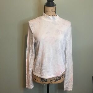 Wild Fable Womens Mock Neck Casual Boho Tie Dye Long Sleeve Top‎ White Size XL